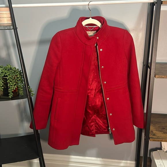 Red Elegant Pea Coat - Picture 3 of 5